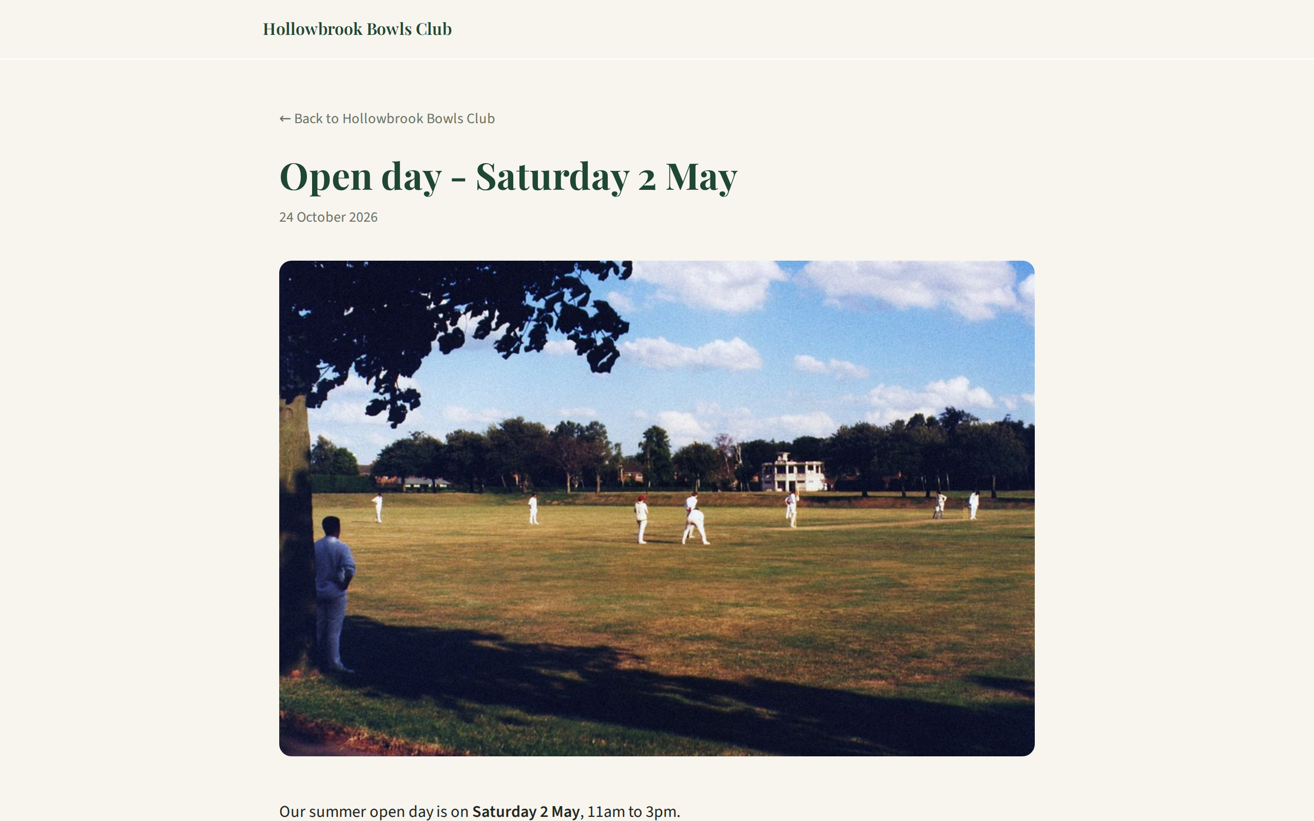 The published post page